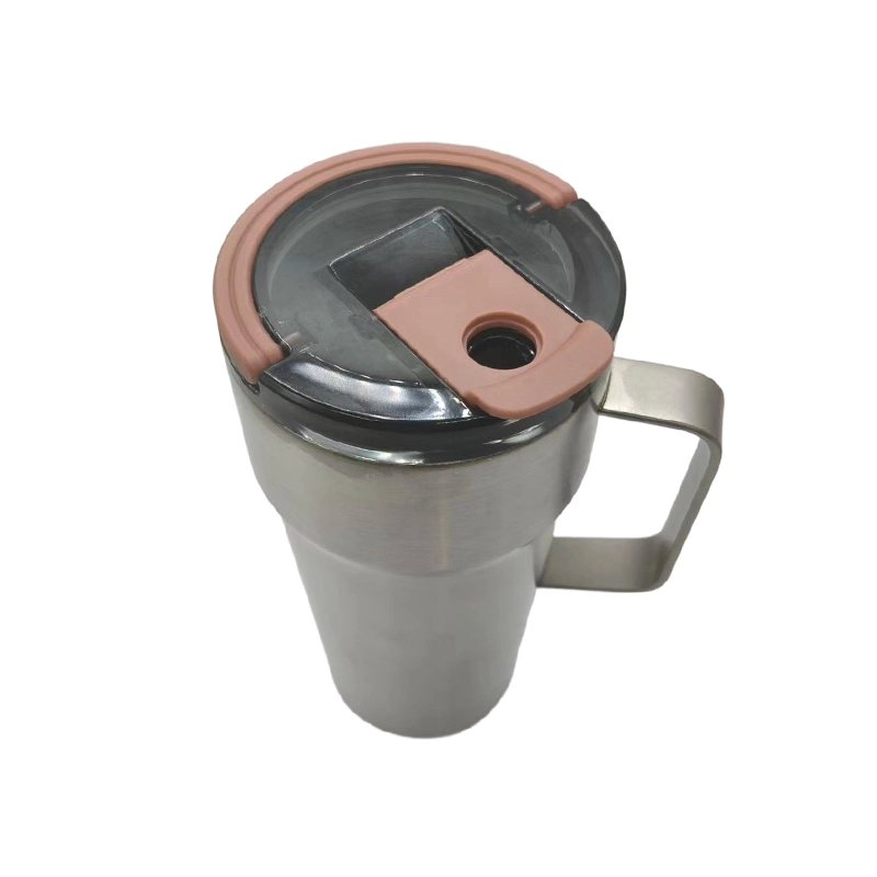 Stainless Steel Tumbler with Straw and Handle leak proof lid design